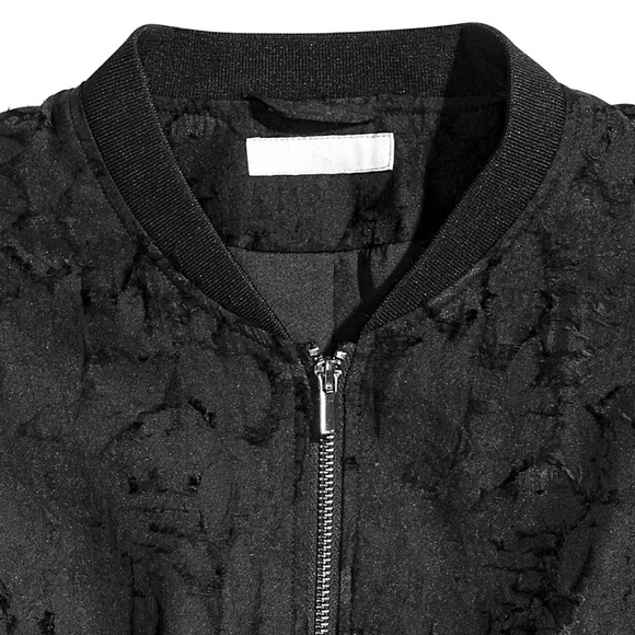 H&M Black Lightweight Patterned Bomber Jacket - Picture 7 of 15